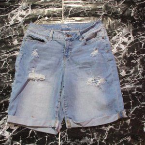 Mid Washed Mid Length Denim Shorts